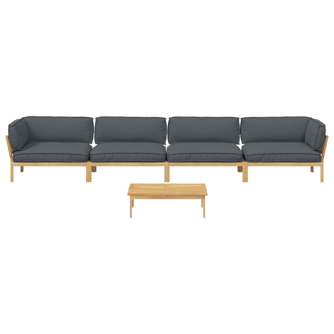 Sofa Sæt med pude Ensfarvet 5 pcs Antracit Massivt Akacietræ