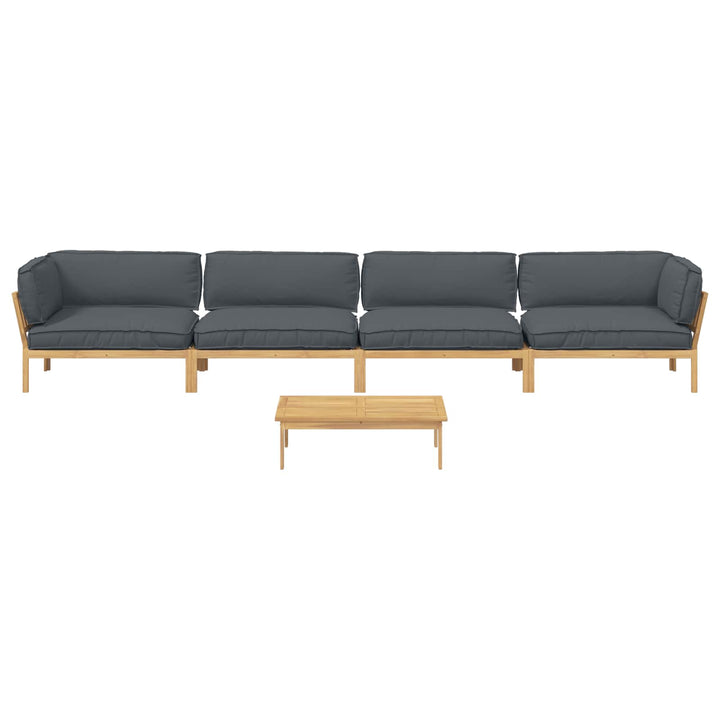 Sofa Sæt med pude Ensfarvet 5 pcs Antracit Massivt Akacietræ