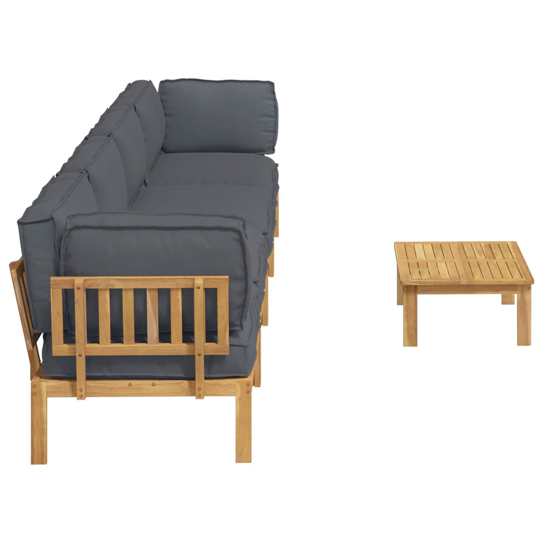 Sofa Sæt med pude Ensfarvet 5 pcs Antracit Massivt Akacietræ