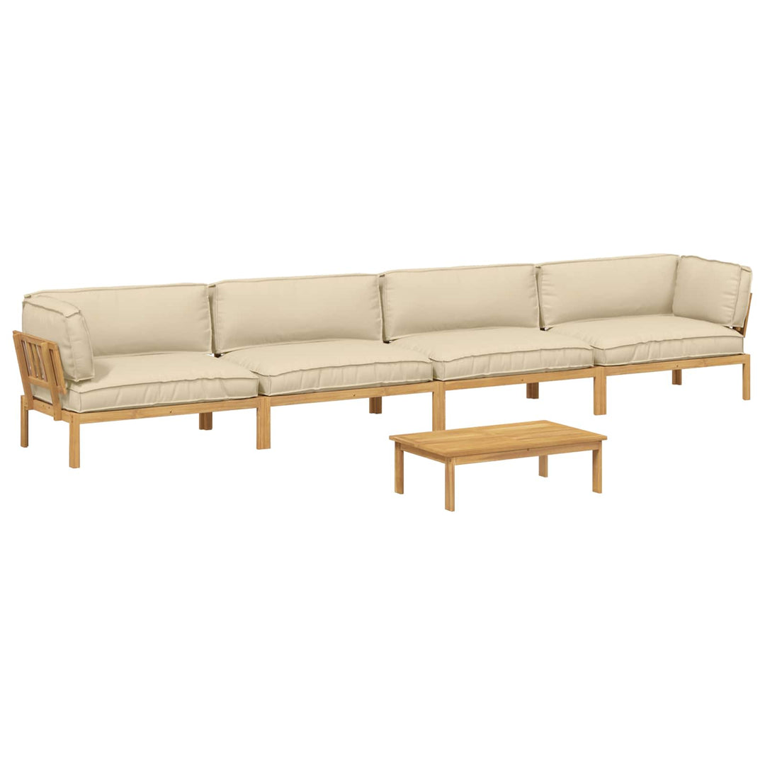 Sofa Sæt med pude Ensfarvet 5 pcs Beige Massivt Akacietræ