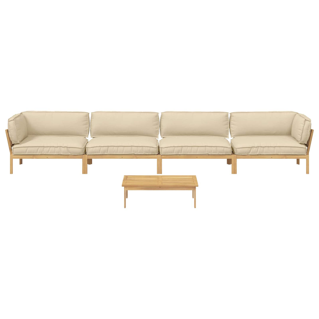 Sofa Sæt med pude Ensfarvet 5 pcs Beige Massivt Akacietræ