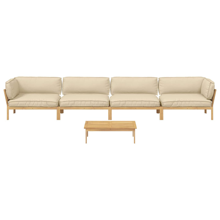 Sofa Sæt med pude Ensfarvet 5 pcs Beige Massivt Akacietræ