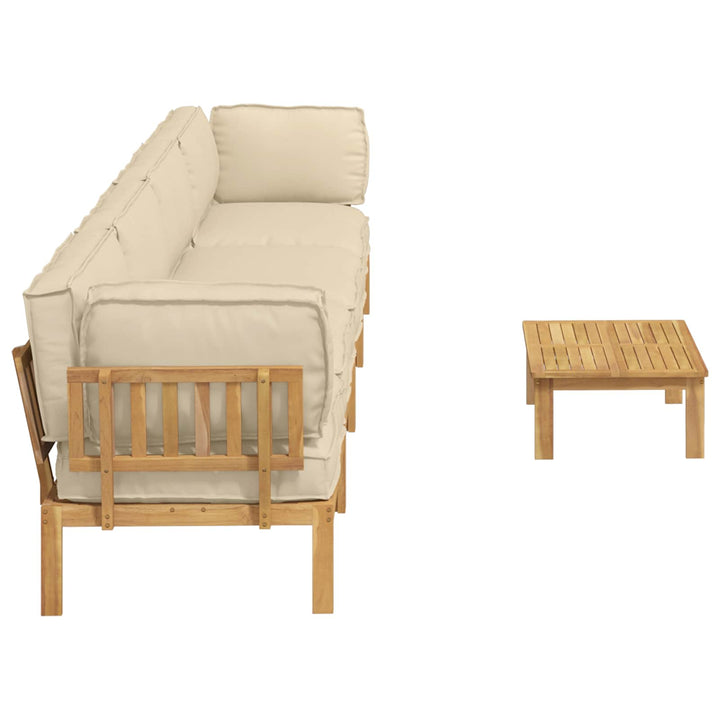 Sofa Sæt med pude Ensfarvet 5 pcs Beige Massivt Akacietræ