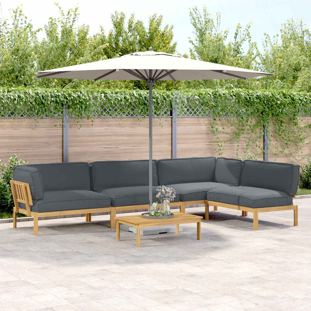 Sofa Sæt med pude Ensfarvet 5 pcs Antracit Massivt Akacietræ