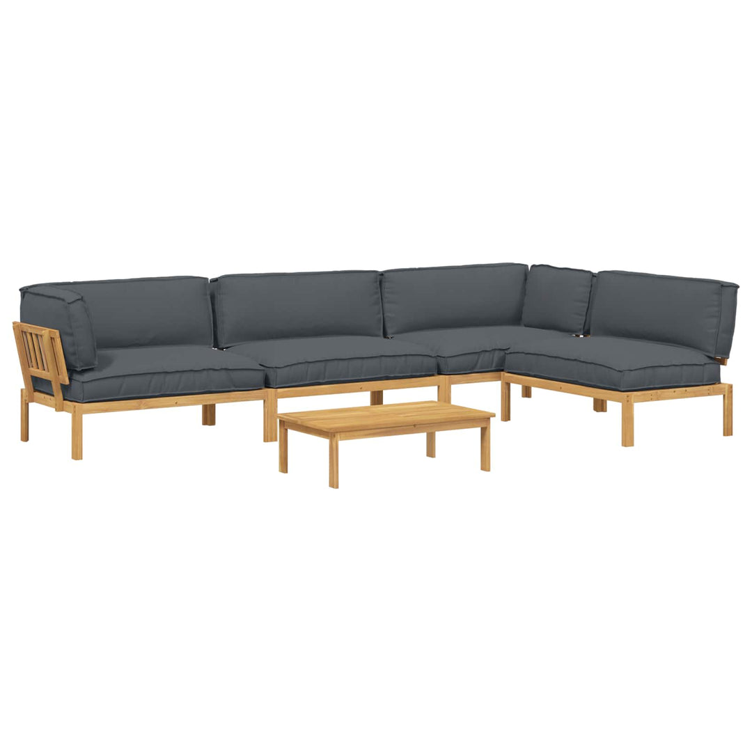 Sofa Sæt med pude Ensfarvet 5 pcs Antracit Massivt Akacietræ