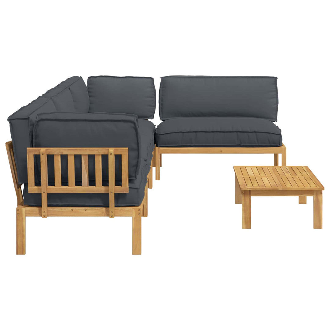 Sofa Sæt med pude Ensfarvet 5 pcs Antracit Massivt Akacietræ