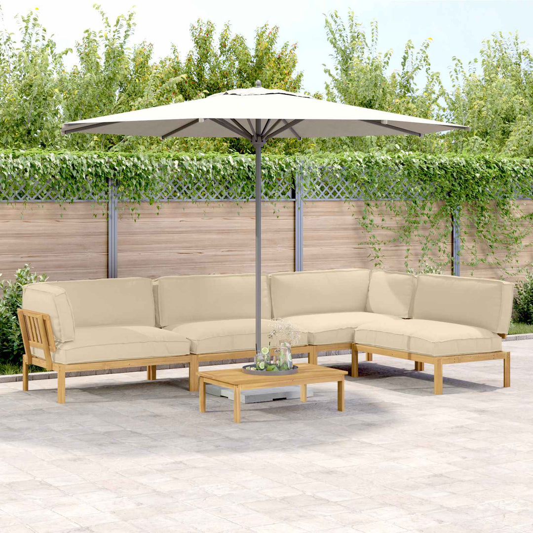 Sofa Sæt med pude Ensfarvet 5 pcs Beige Massivt Akacietræ