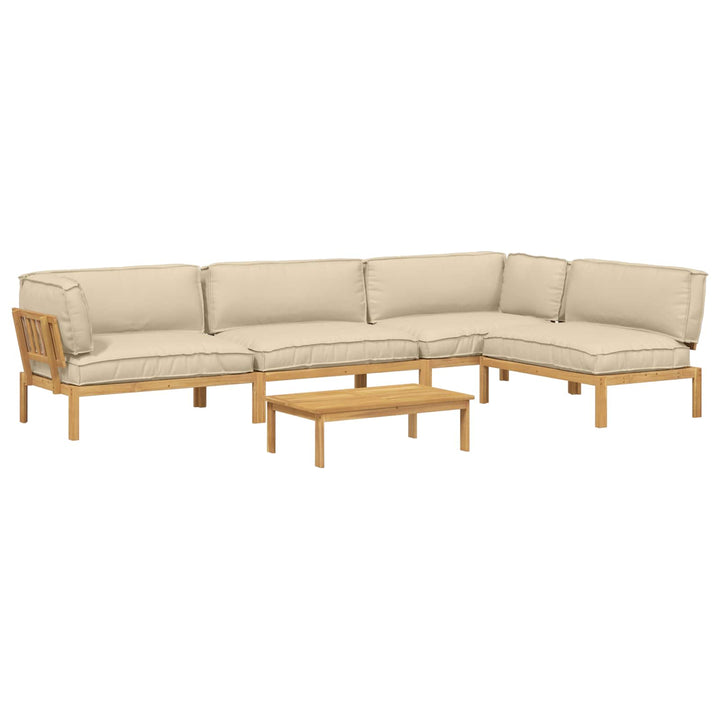 Sofa Sæt med pude Ensfarvet 5 pcs Beige Massivt Akacietræ