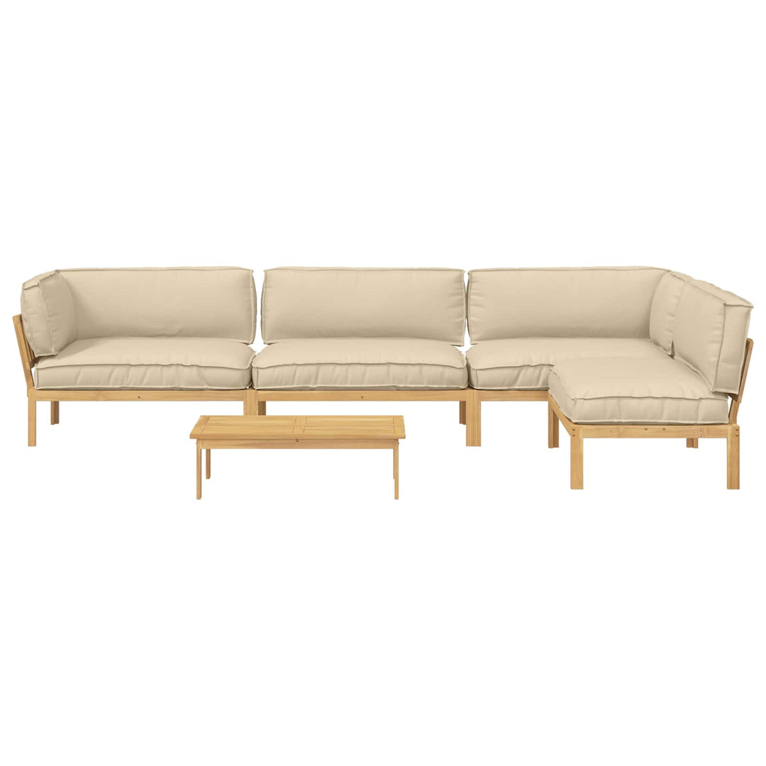 Sofa Sæt med pude Ensfarvet 5 pcs Beige Massivt Akacietræ