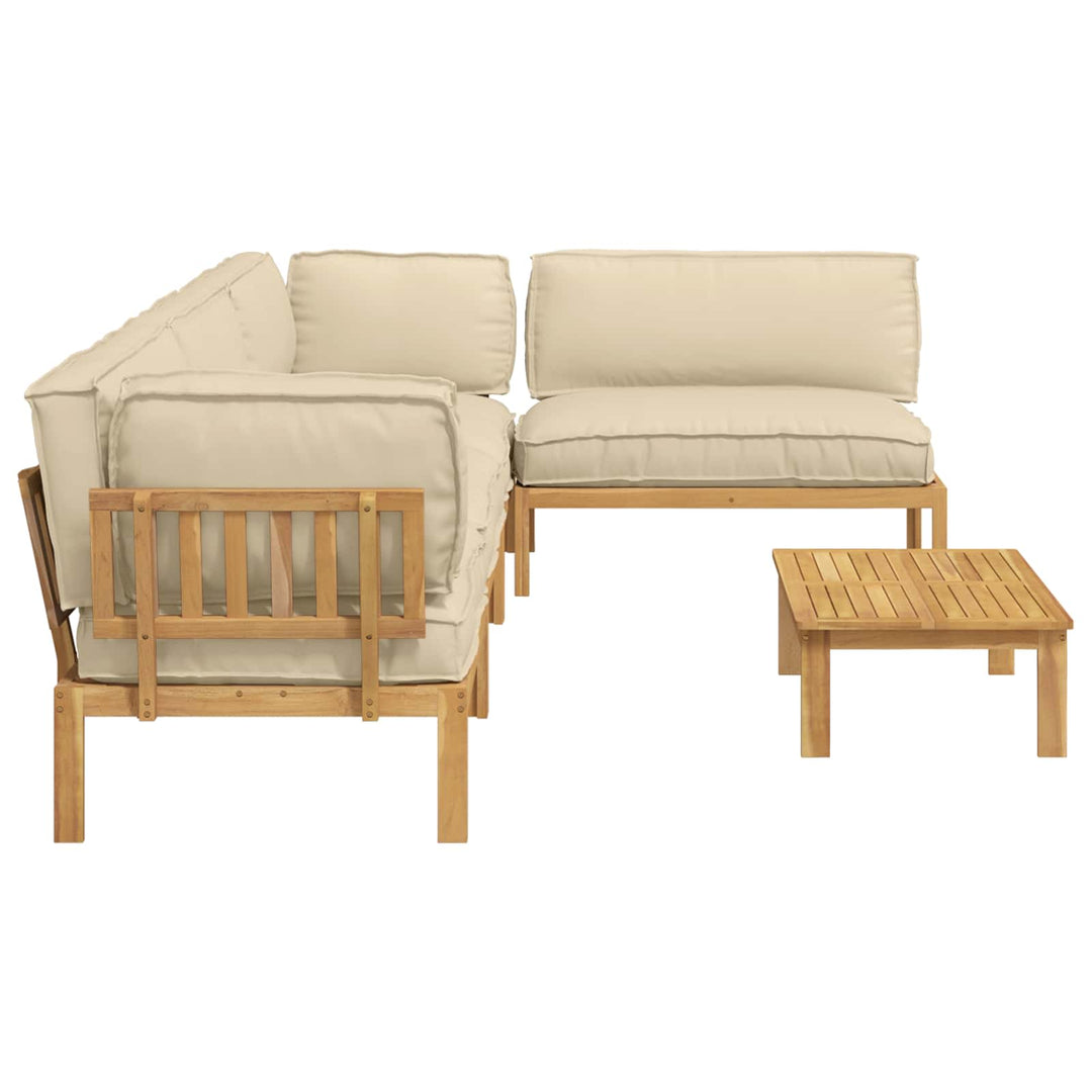 Sofa Sæt med pude Ensfarvet 5 pcs Beige Massivt Akacietræ