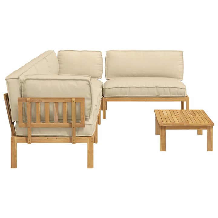 Sofa Sæt med pude Ensfarvet 5 pcs Beige Massivt Akacietræ