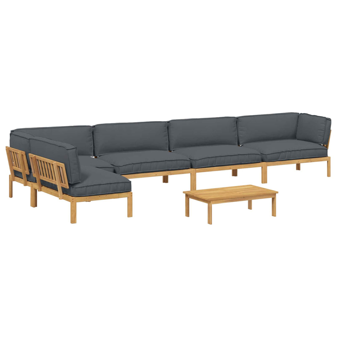 Sofa Sæt med pude Ensfarvet 6 pcs Antracit Massivt Akacietræ