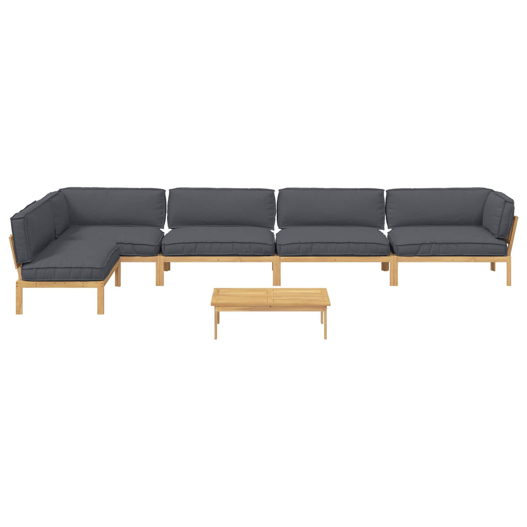 Sofa Sæt med pude Ensfarvet 6 pcs Antracit Massivt Akacietræ