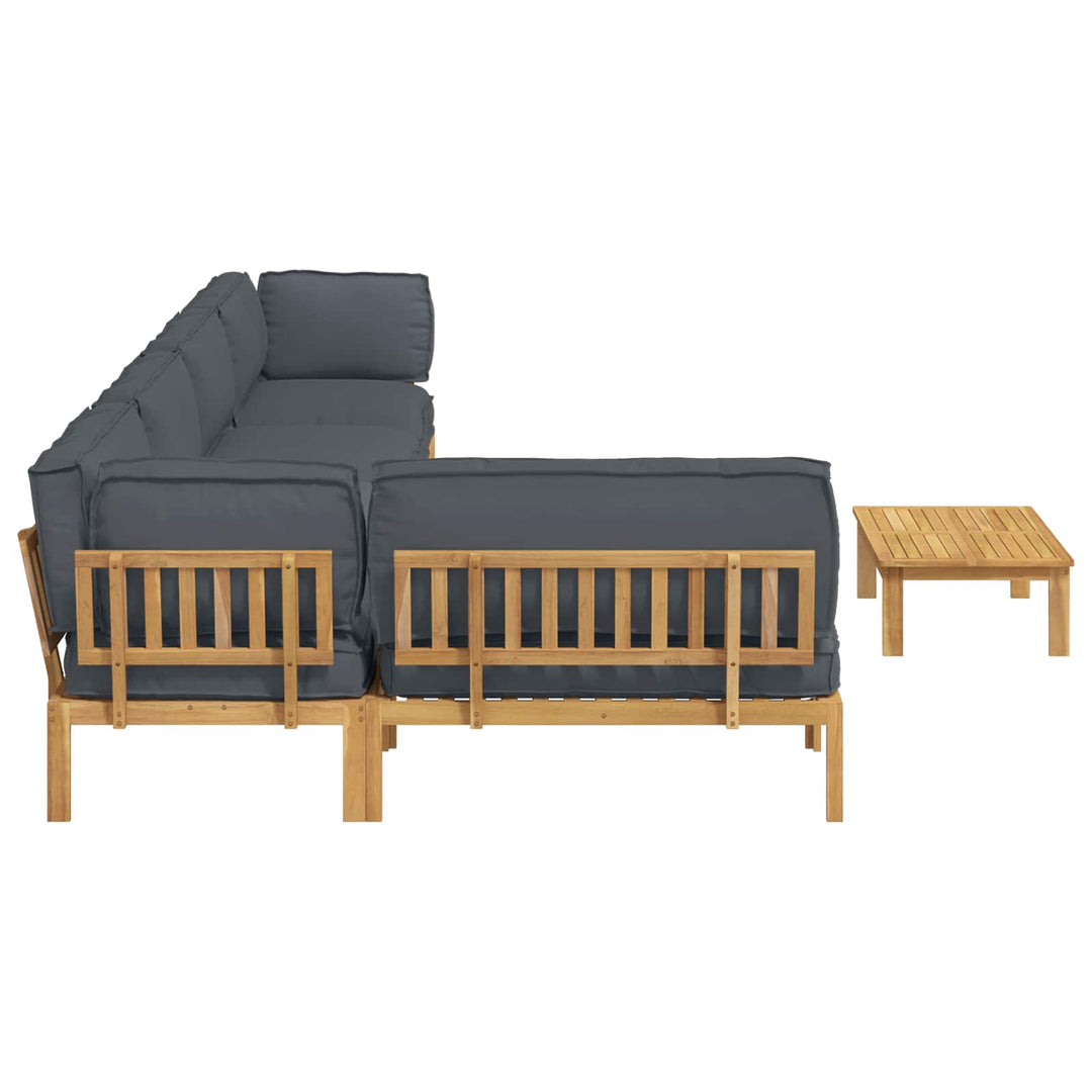 Sofa Sæt med pude Ensfarvet 6 pcs Antracit Massivt Akacietræ