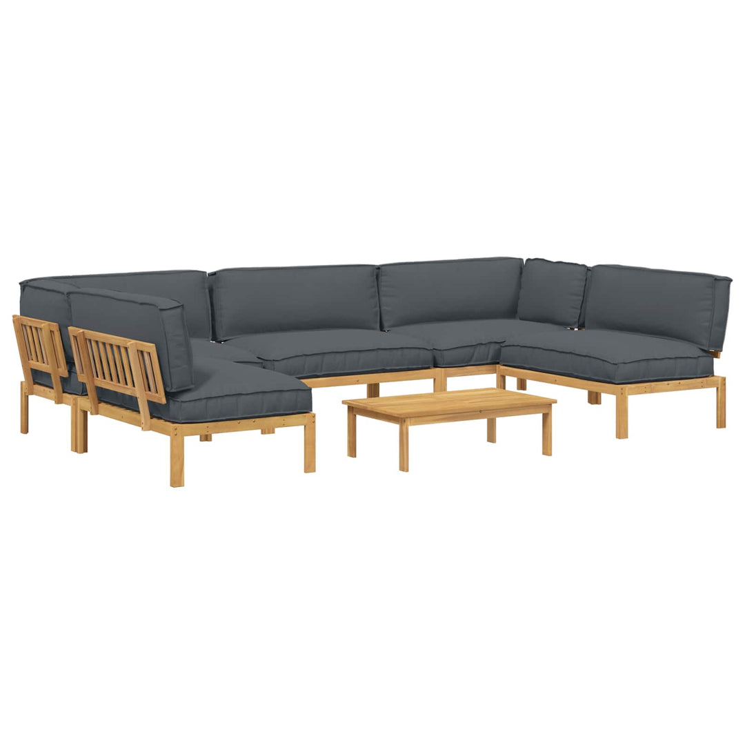 Sofa Sæt med pude Ensfarvet 6 pcs Antracit Massivt Akacietræ