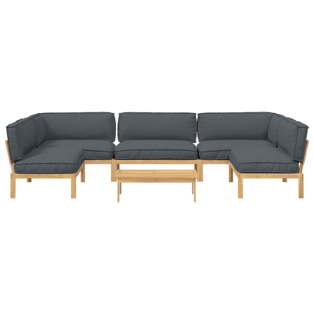 Sofa Sæt med pude Ensfarvet 6 pcs Antracit Massivt Akacietræ