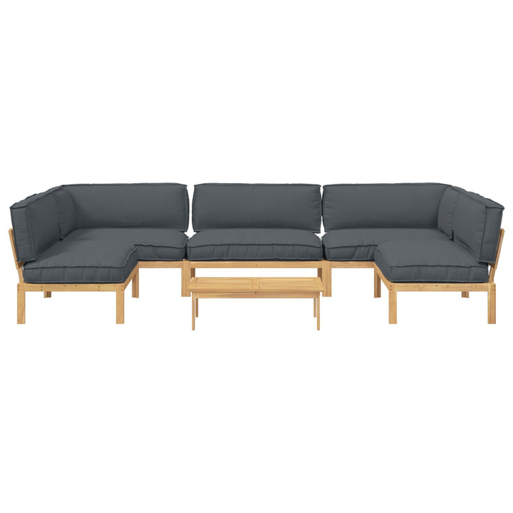 Sofa Sæt med pude Ensfarvet 6 pcs Antracit Massivt Akacietræ