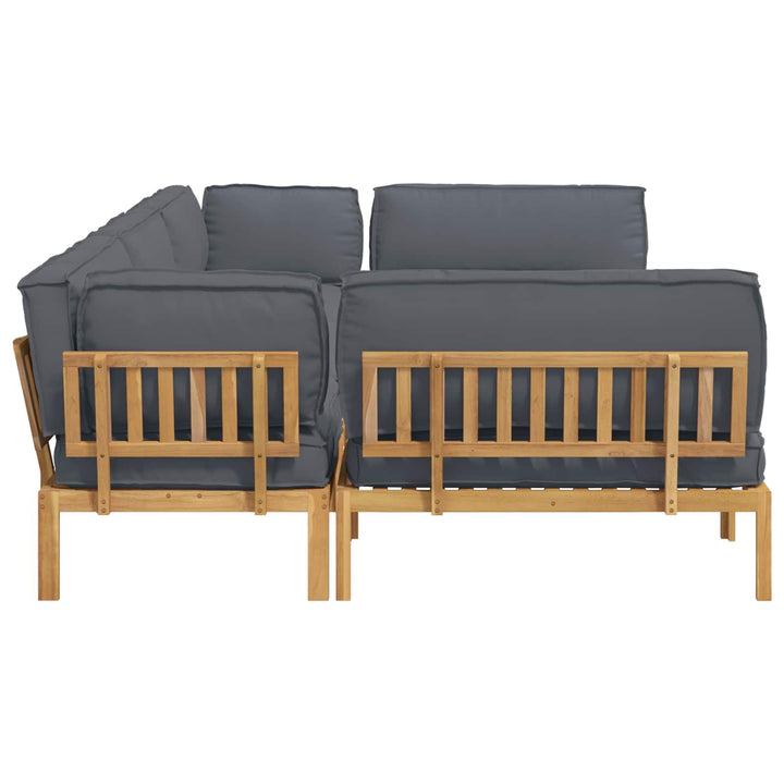 Sofa Sæt med pude Ensfarvet 6 pcs Antracit Massivt Akacietræ