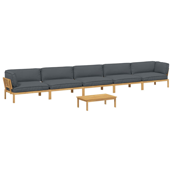 Sofa Sæt med pude Ensfarvet 6 pcs Antracit Massivt Akacietræ