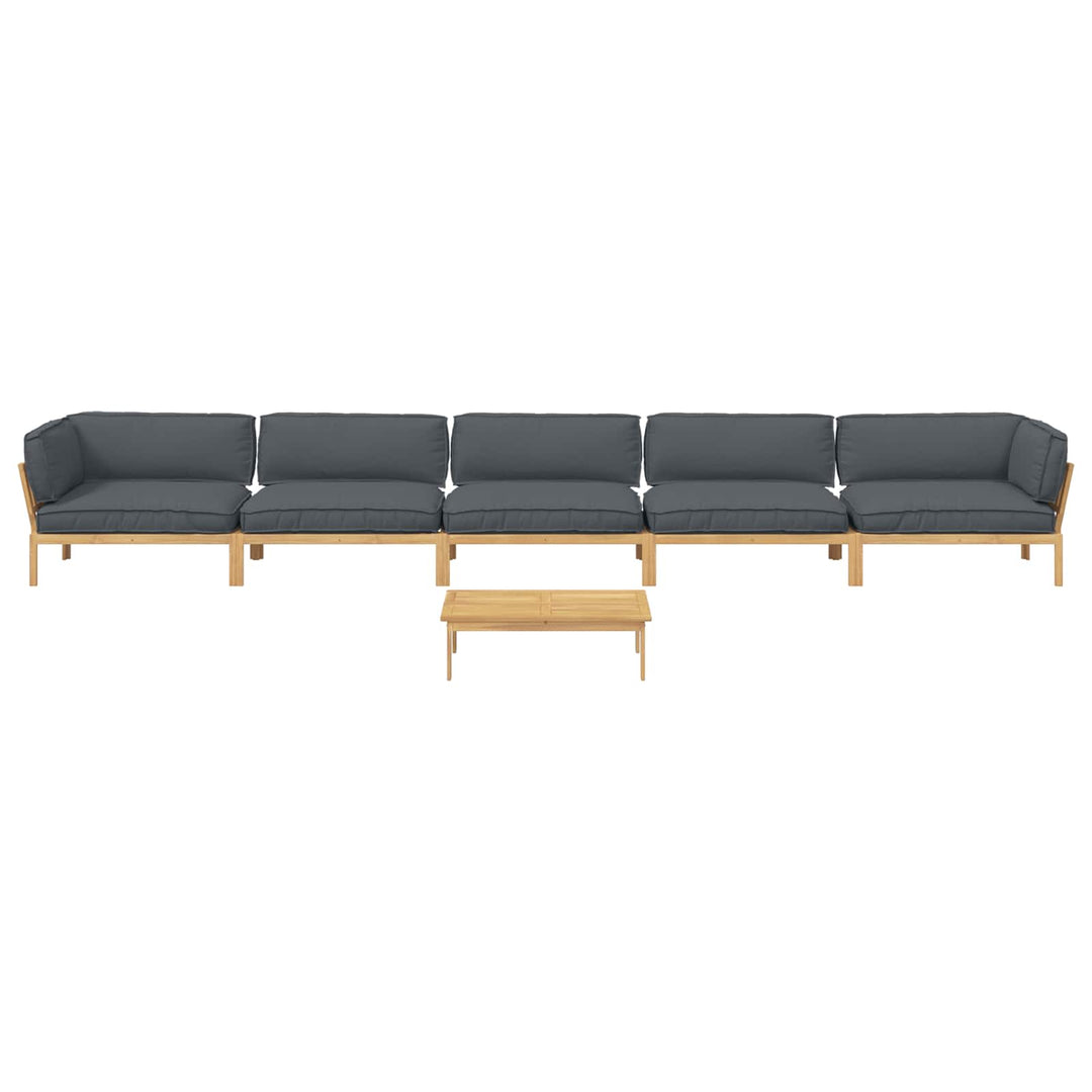 Sofa Sæt med pude Ensfarvet 6 pcs Antracit Massivt Akacietræ
