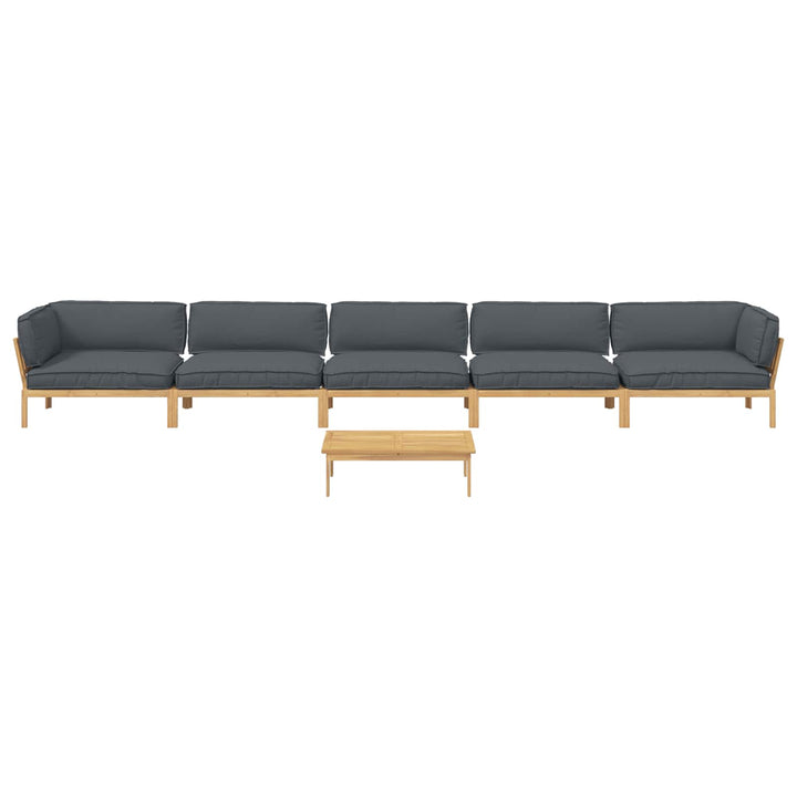 Sofa Sæt med pude Ensfarvet 6 pcs Antracit Massivt Akacietræ
