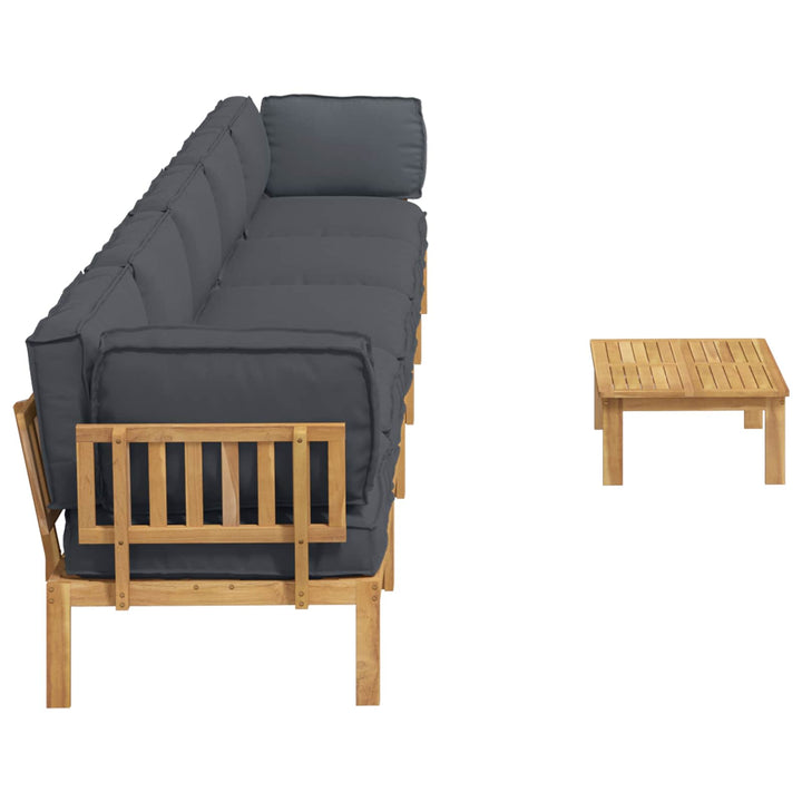 Sofa Sæt med pude Ensfarvet 6 pcs Antracit Massivt Akacietræ