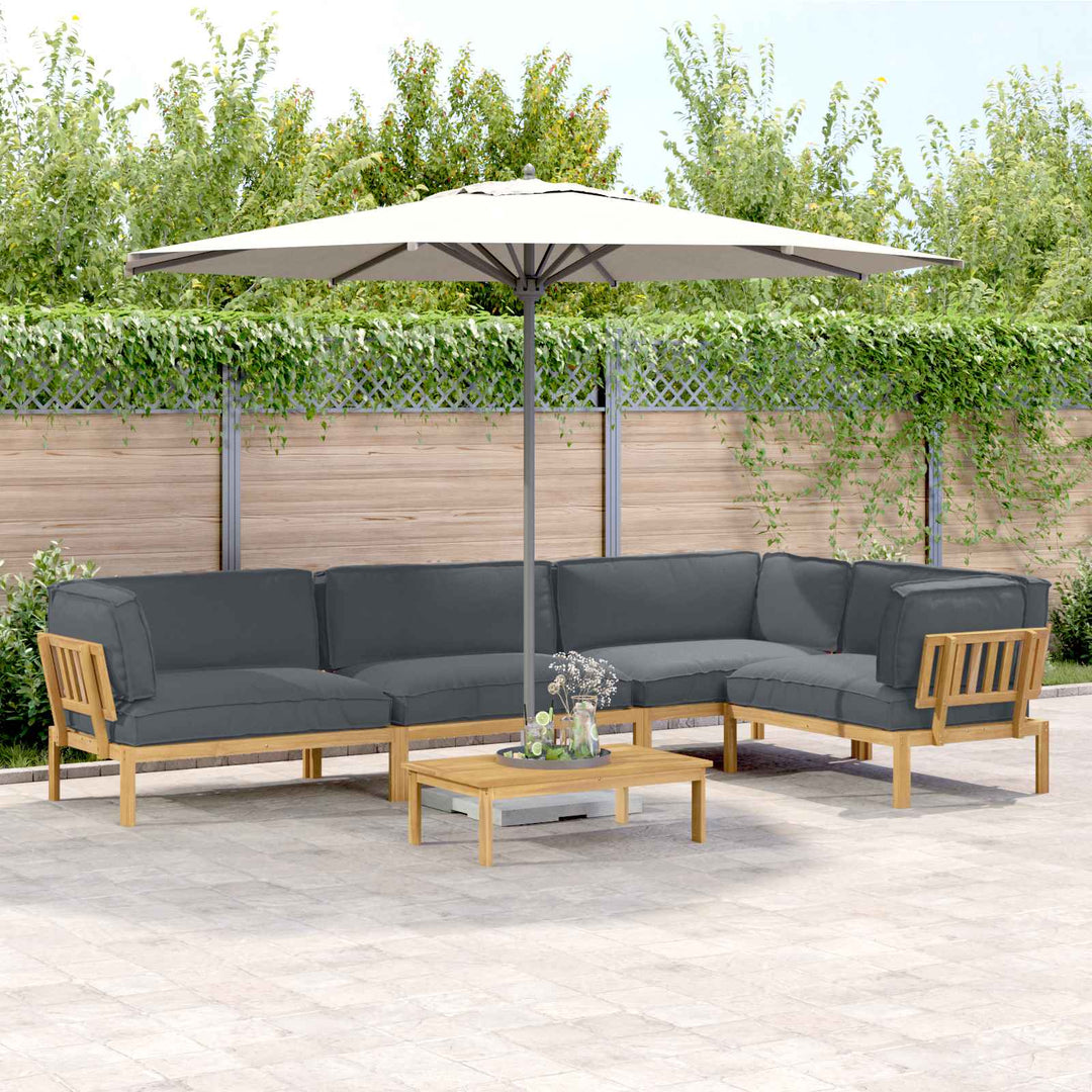 Sofa Sæt med pude Ensfarvet 5 pcs Antracit Massivt Akacietræ