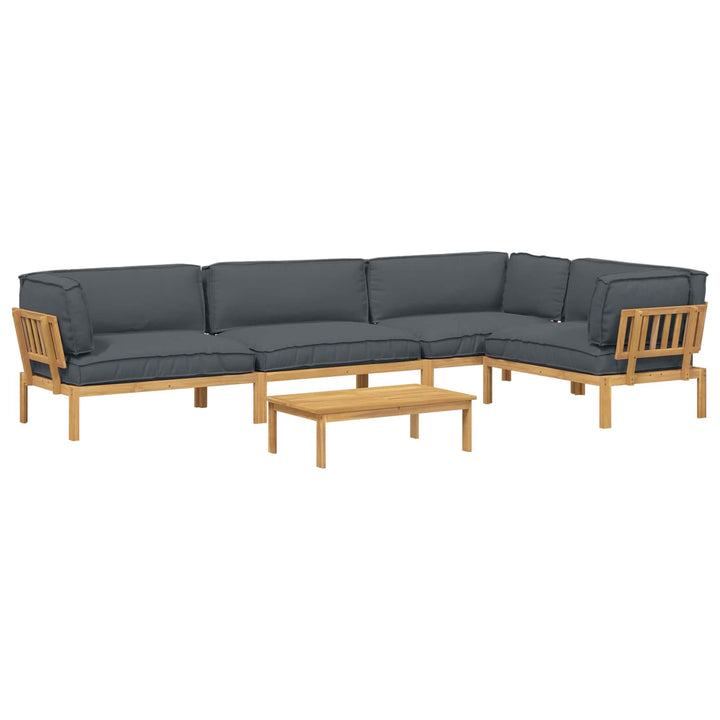 Sofa Sæt med pude Ensfarvet 5 pcs Antracit Massivt Akacietræ