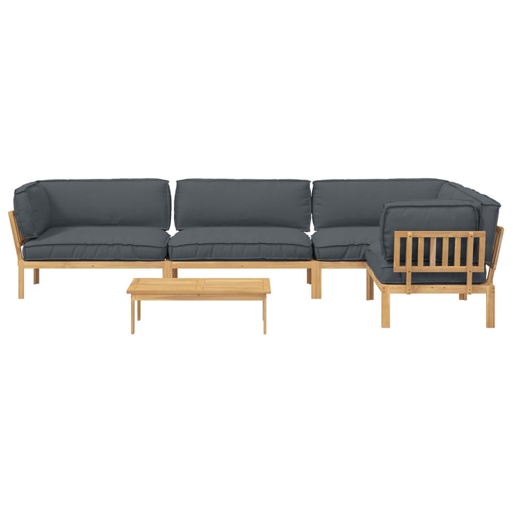 Sofa Sæt med pude Ensfarvet 5 pcs Antracit Massivt Akacietræ