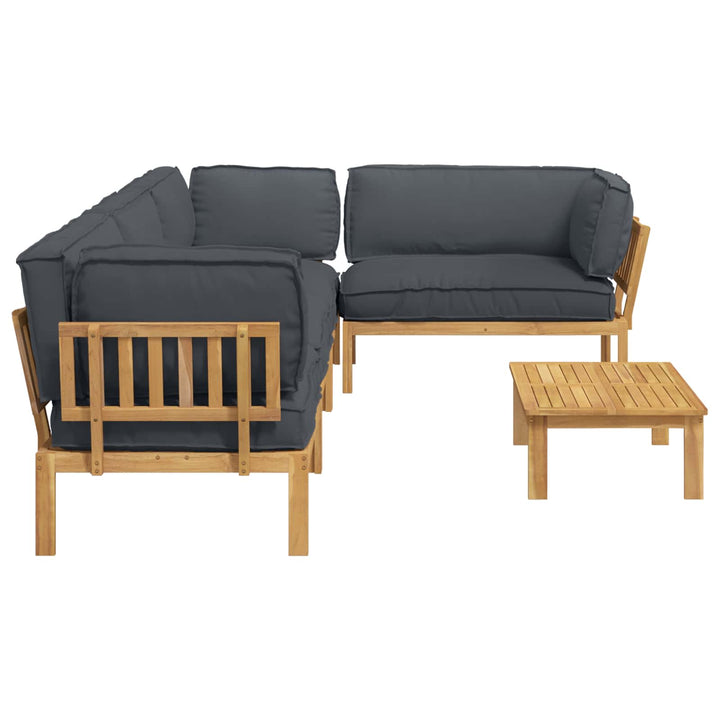 Sofa Sæt med pude Ensfarvet 5 pcs Antracit Massivt Akacietræ