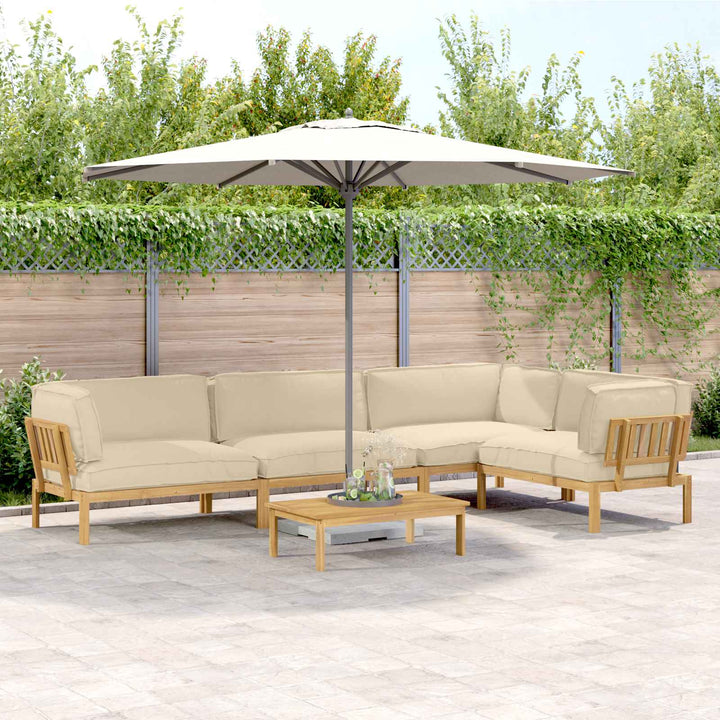 Sofa Sæt med pude 5 pcs Beige og Lys Brun Massivt Akacietræ
