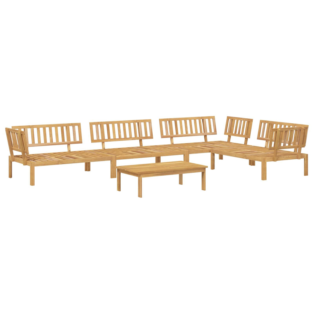 Sofa Sæt med pude 5 pcs Beige og Lys Brun Massivt Akacietræ