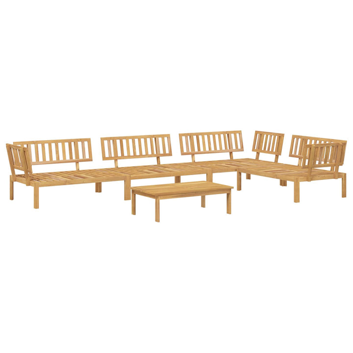 Sofa Sæt med pude 5 pcs Beige og Lys Brun Massivt Akacietræ