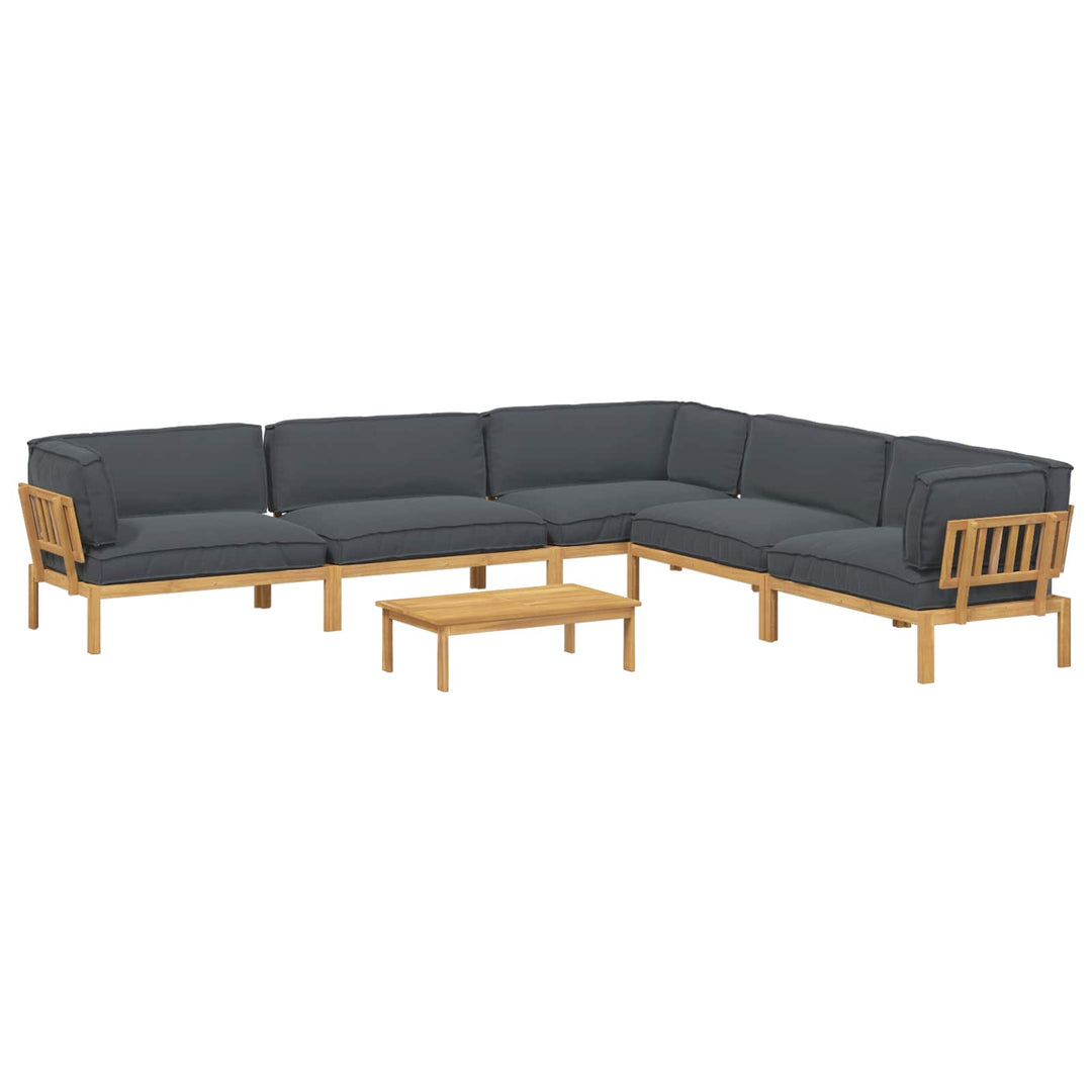 Sofa Sæt med pude Ensfarvet 6 pcs Antracit Massivt Akacietræ