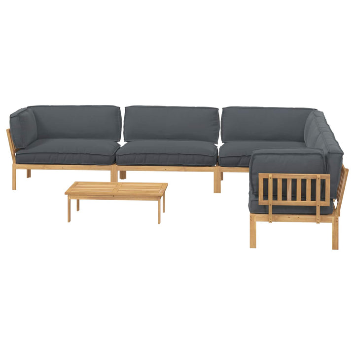 Sofa Sæt med pude Ensfarvet 6 pcs Antracit Massivt Akacietræ