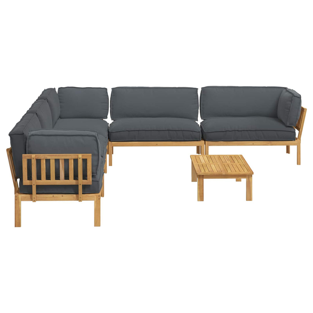 Sofa Sæt med pude Ensfarvet 6 pcs Antracit Massivt Akacietræ