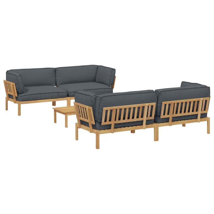 Sofa Sæt med pude Ensfarvet 5 pcs Antracit Massivt Akacietræ
