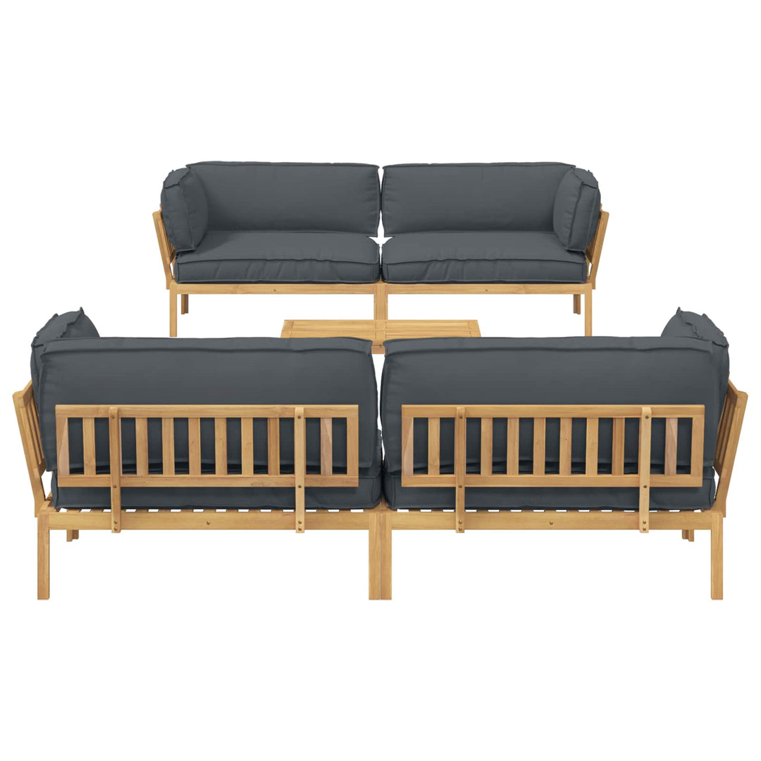 Sofa Sæt med pude Ensfarvet 5 pcs Antracit Massivt Akacietræ