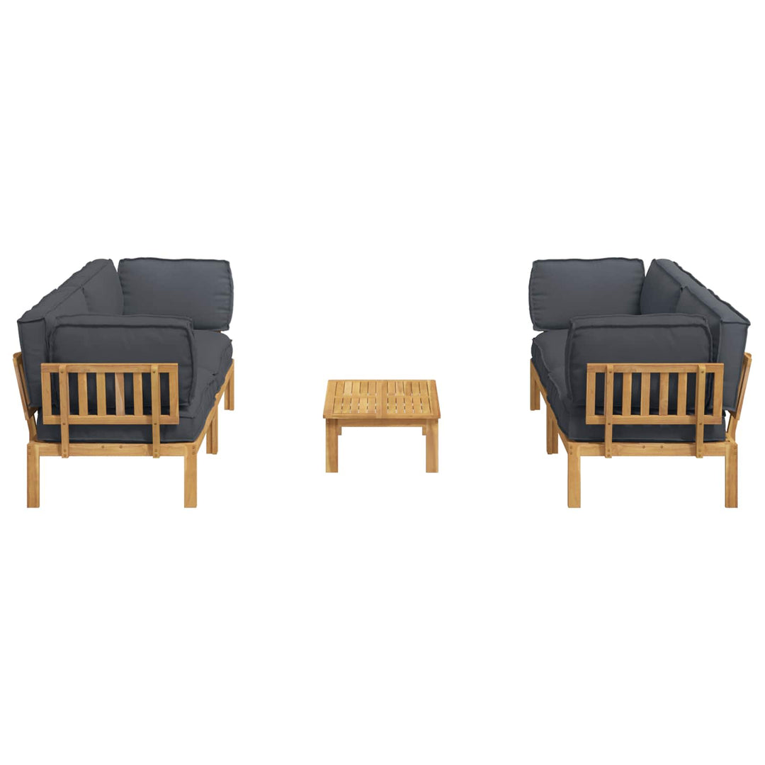 Sofa Sæt med pude Ensfarvet 5 pcs Antracit Massivt Akacietræ