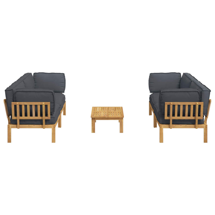 Sofa Sæt med pude Ensfarvet 5 pcs Antracit Massivt Akacietræ