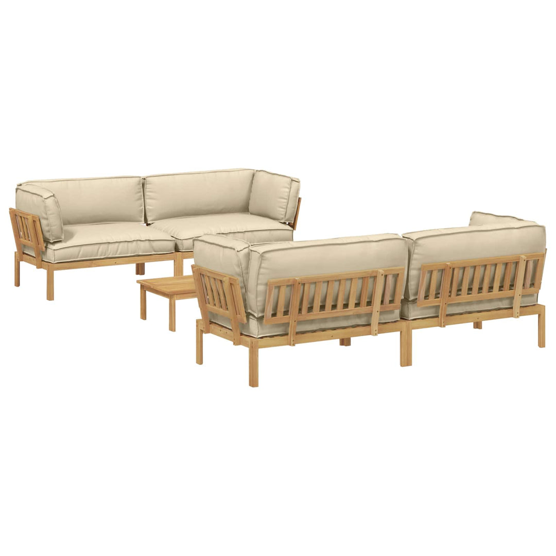 Sofa Sæt med pude Ensfarvet 5 pcs Beige Massivt Akacietræ