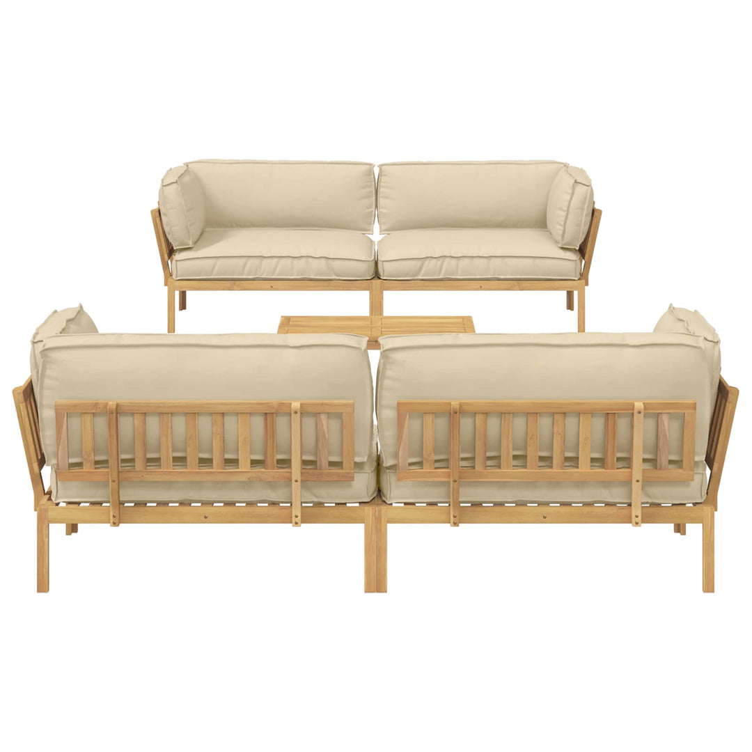 Sofa Sæt med pude Ensfarvet 5 pcs Beige Massivt Akacietræ