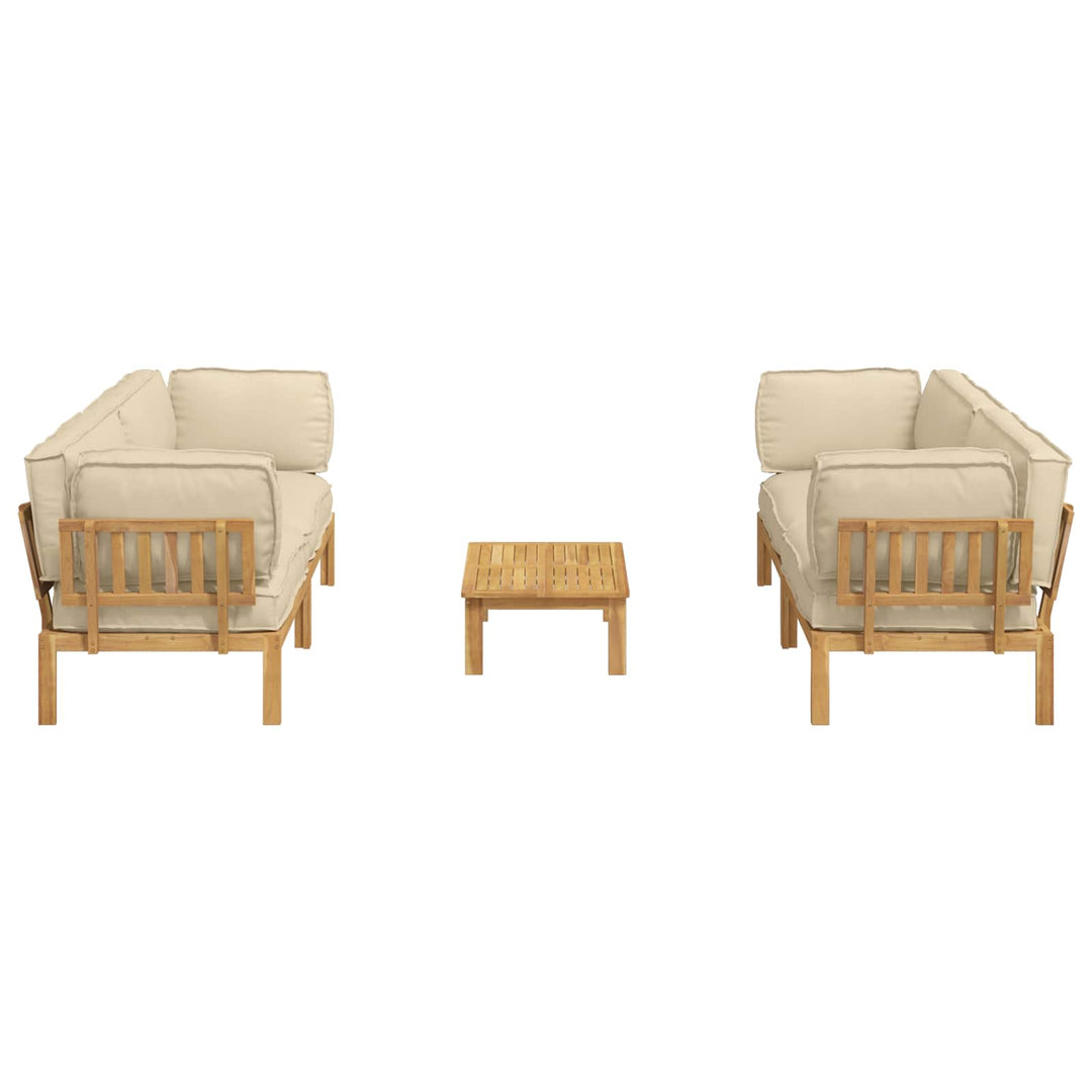 Sofa Sæt med pude Ensfarvet 5 pcs Beige Massivt Akacietræ