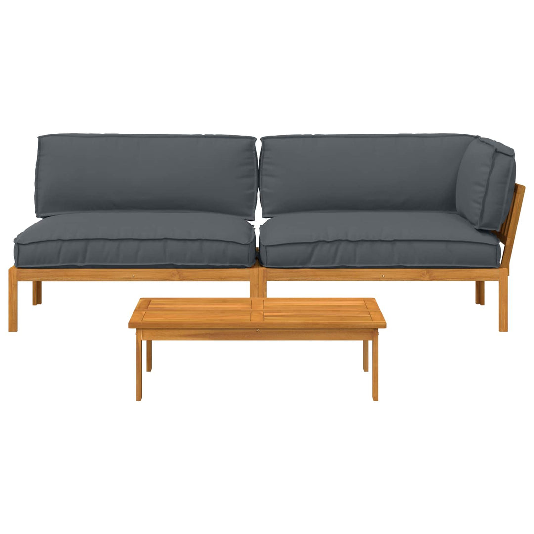 Sofa Sæt 3 stk. Antracit Massivt Akacietræ