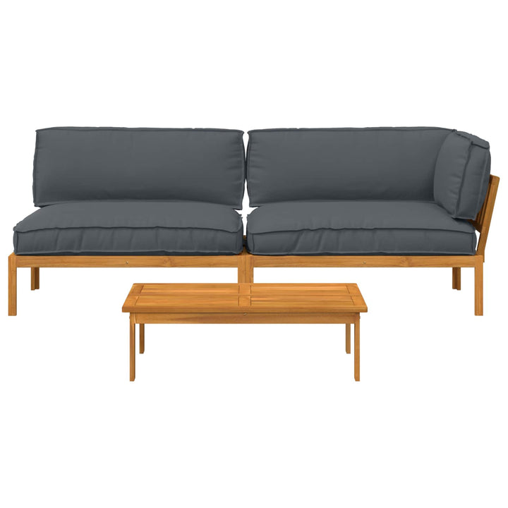 Sofa Sæt 3 stk. Antracit Massivt Akacietræ