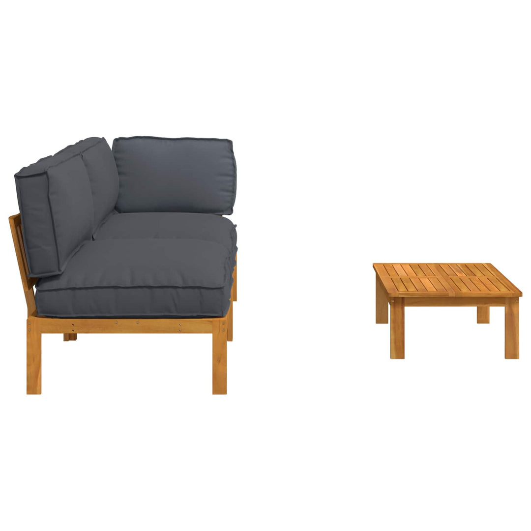 Sofa Sæt 3 stk. Antracit Massivt Akacietræ