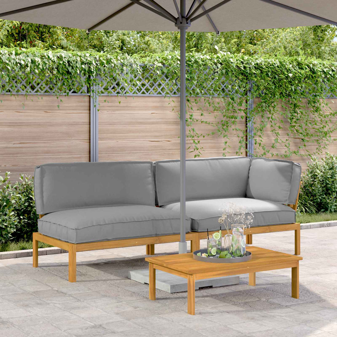 Sofa Sæt med pude Ensfarvet 3 pcs Creme Massivt Akacietræ
