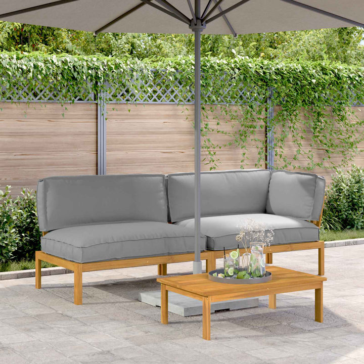 Sofa Sæt med pude Ensfarvet 3 pcs Creme Massivt Akacietræ