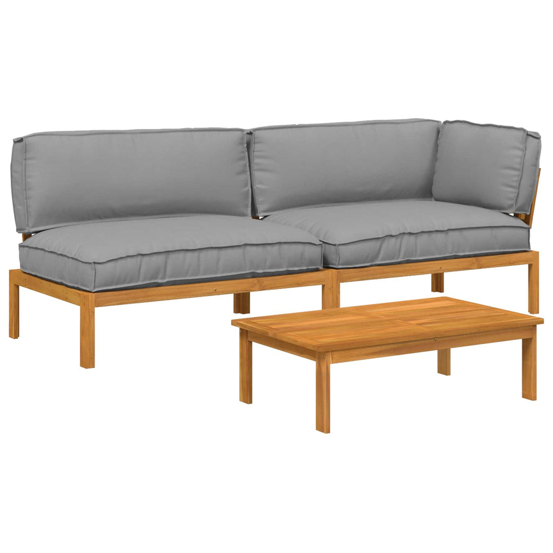 Sofa Sæt med pude Ensfarvet 3 pcs Creme Massivt Akacietræ