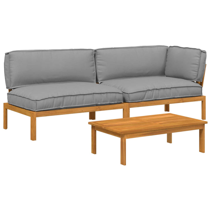 Sofa Sæt med pude Ensfarvet 3 pcs Creme Massivt Akacietræ